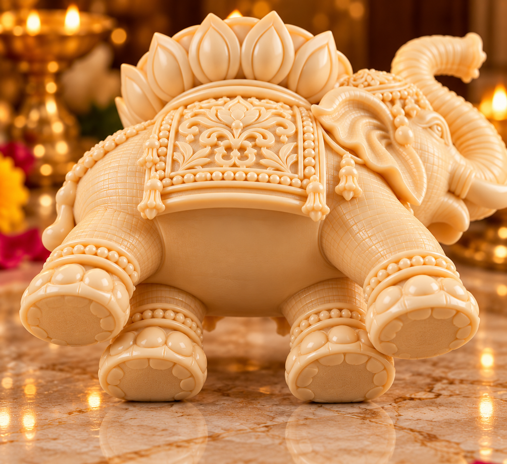 Premium Elephant Lotus Candle Holder Set of 2 Traditional Diwali & Pooja Home Décor